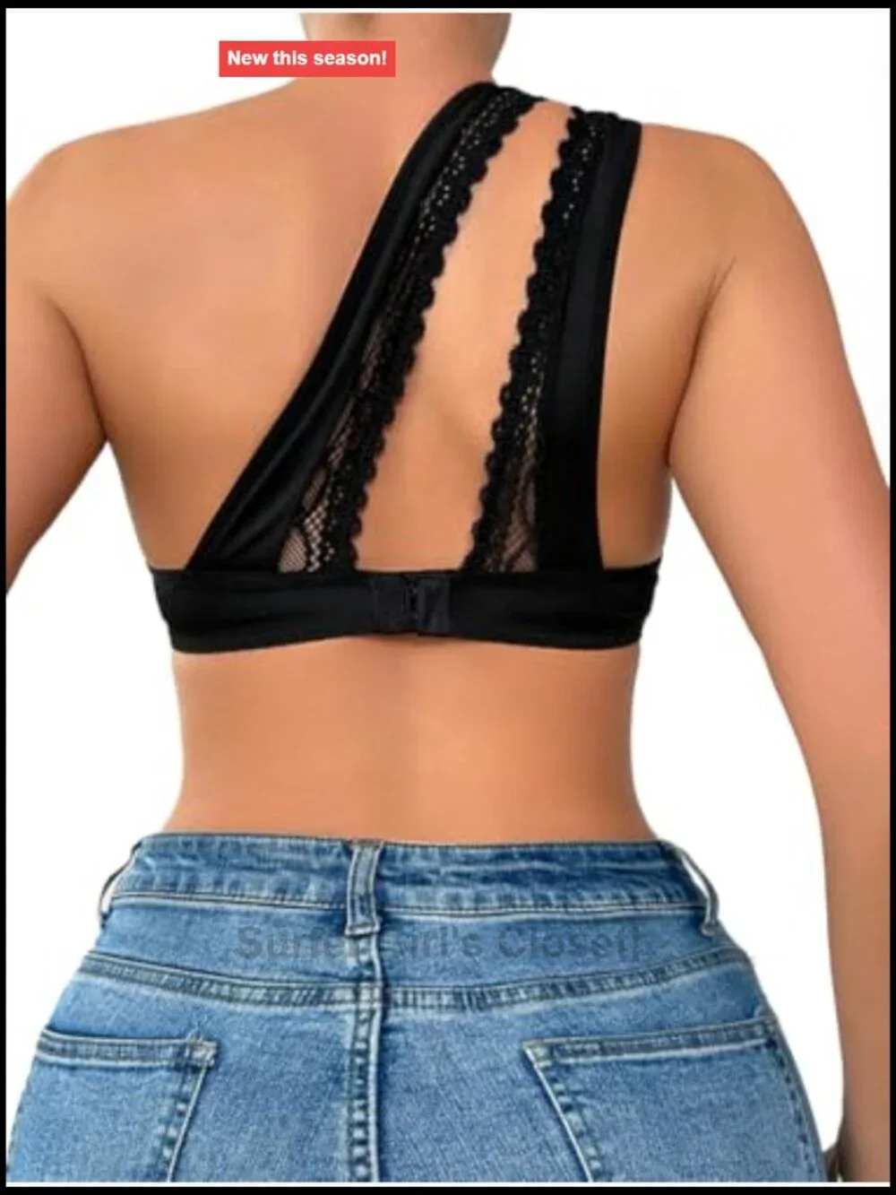 Lace One-Shoulder Balconette Bra Set Underwire Unlined 2 Piece